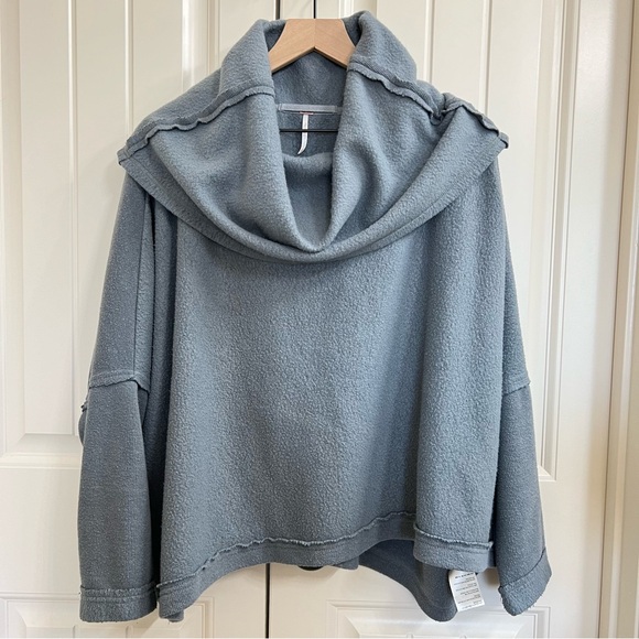 Free People Huntington Fleece Cowl Neck Sweatshirt Pullover in Gray, Size XS - Picture 3 of 11